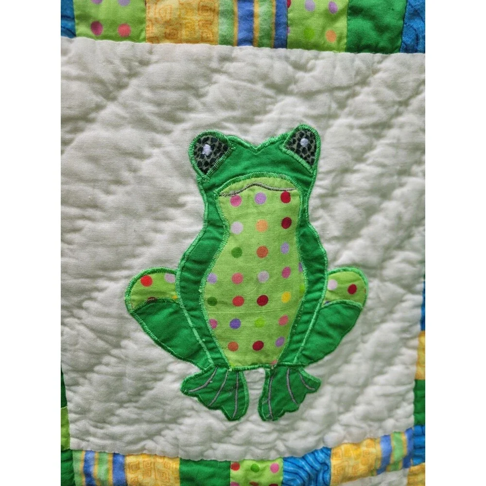 Freddie Frog Baby Quilt Donna Sharp Applique Bright Green Soft